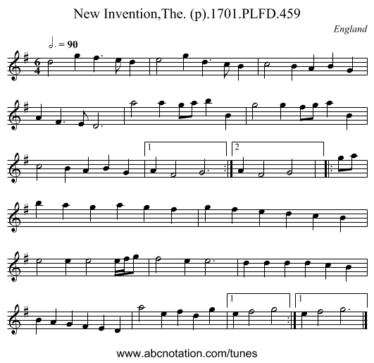 New Invention,The. (p).1701.PLFD.459 - staff notation