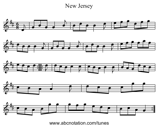 New Jersey - staff notation