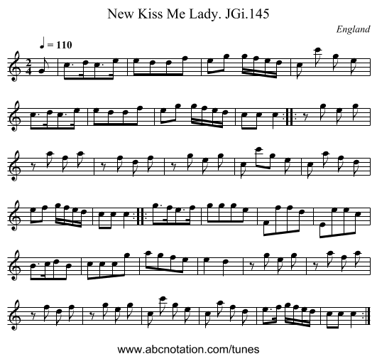 New Kiss Me Lady. JGi.145 - staff notation
