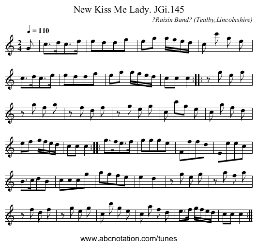 New Kiss Me Lady. JGi.145 - staff notation