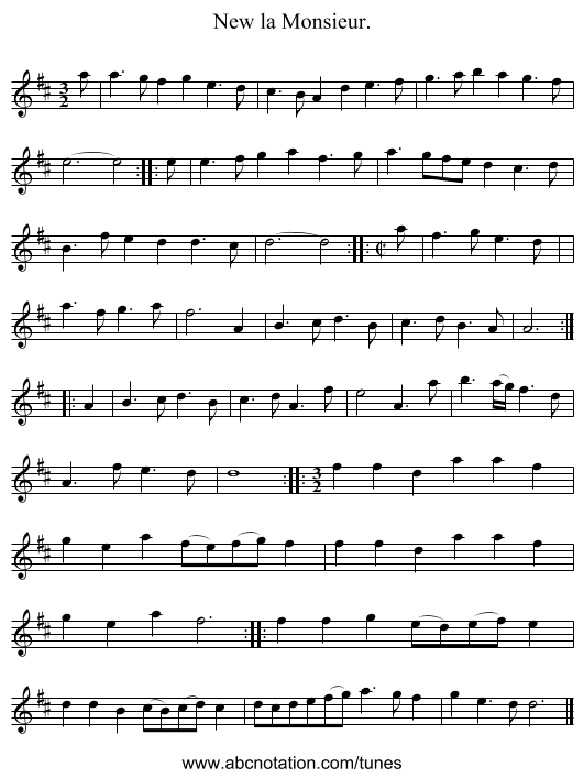 New la Monsieur. - staff notation