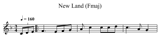 New Land (Fmaj) - staff notation