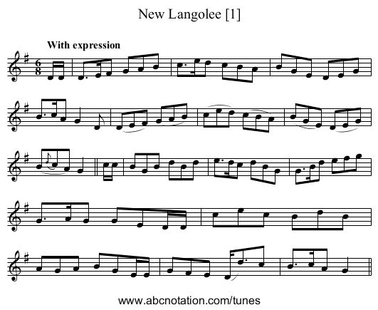 New Langolee [1] - staff notation