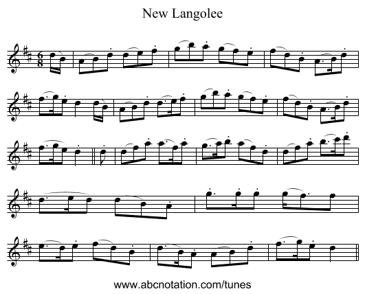 New Langolee - staff notation