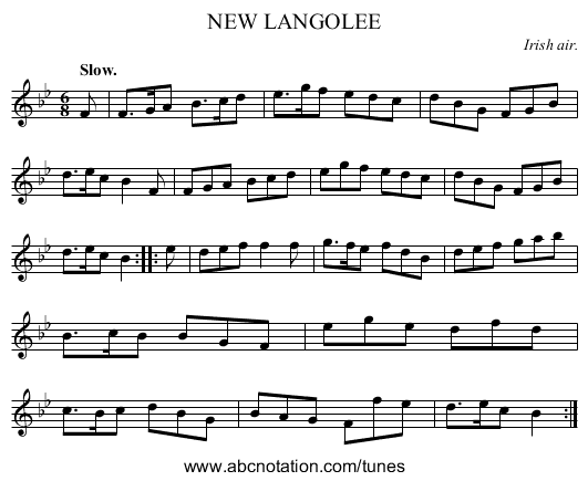NEW LANGOLEE - staff notation