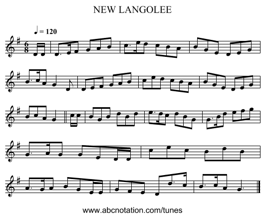 NEW LANGOLEE - staff notation