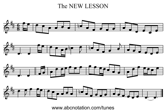 NEW LESSON, The - staff notation