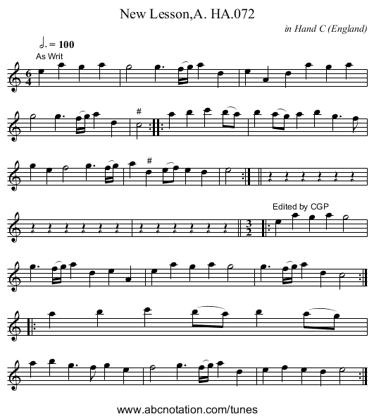 New Lesson,A. HA.072 - staff notation