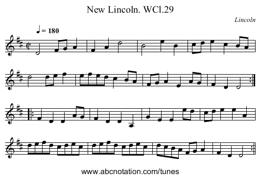 New Lincoln. WCl.29 - staff notation