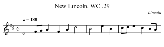 New Lincoln. WCl.29 - staff notation