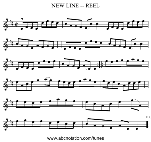 NEW LINE -- REEL - staff notation