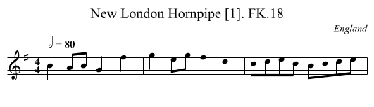 New London Hornpipe [1]. FK.18 - staff notation