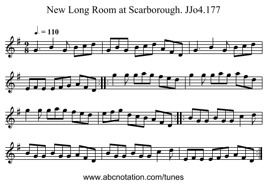 New Long Room at Scarborough. JJo4.177 - staff notation