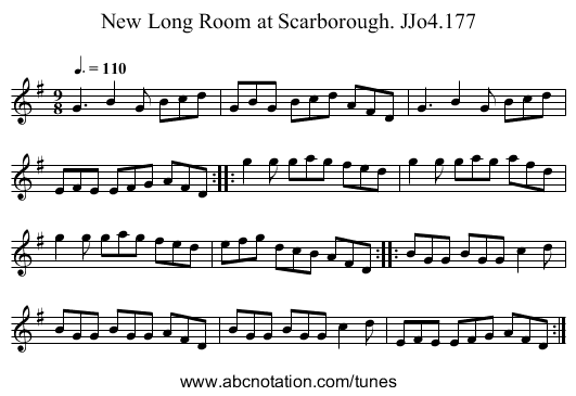 New Long Room at Scarborough. JJo4.177 - staff notation