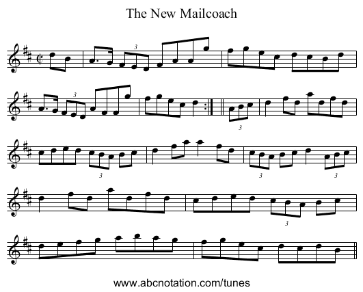 New Mailcoach, The - staff notation