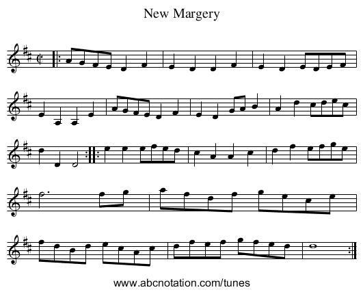 New Margery - staff notation