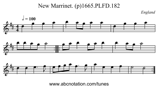 New Marrinet. (p)1665.PLFD.182 - staff notation