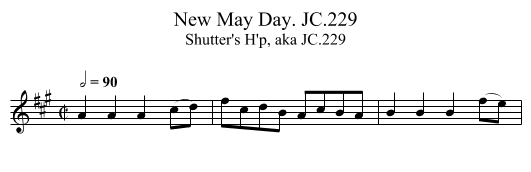 New May Day. JC.229 - staff notation