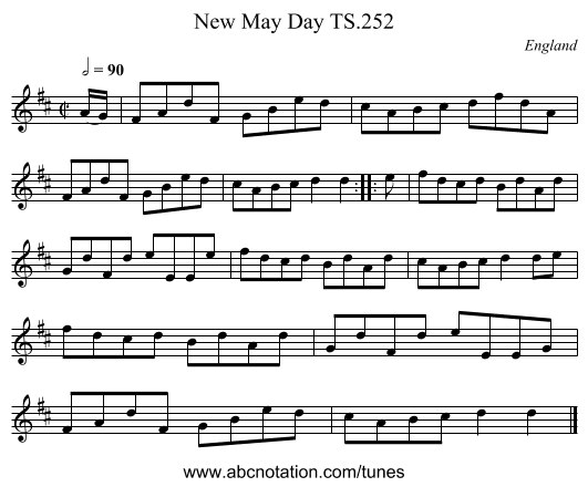 New May Day TS.252 - staff notation