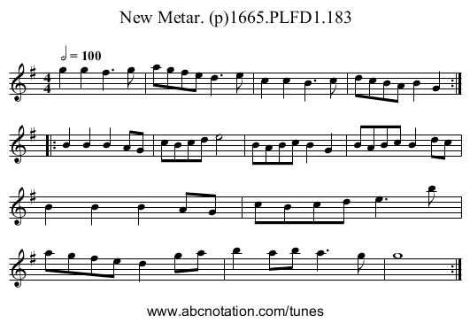 New Metar. (p)1665.PLFD1.183 - staff notation