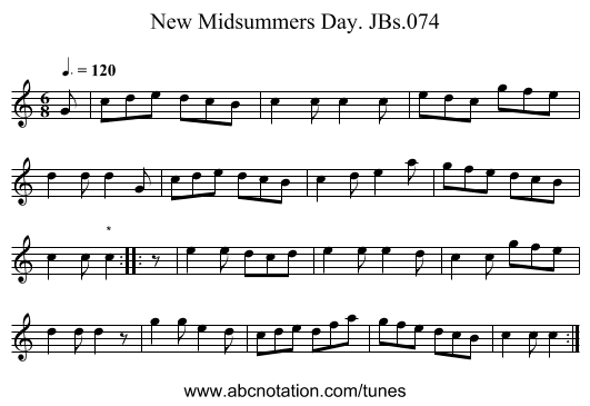 New Midsummers Day. JBs.074 - staff notation