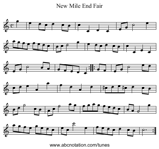 New Mile End Fair - staff notation