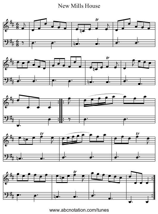 New Mills House - staff notation