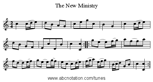 New Ministry, The - staff notation