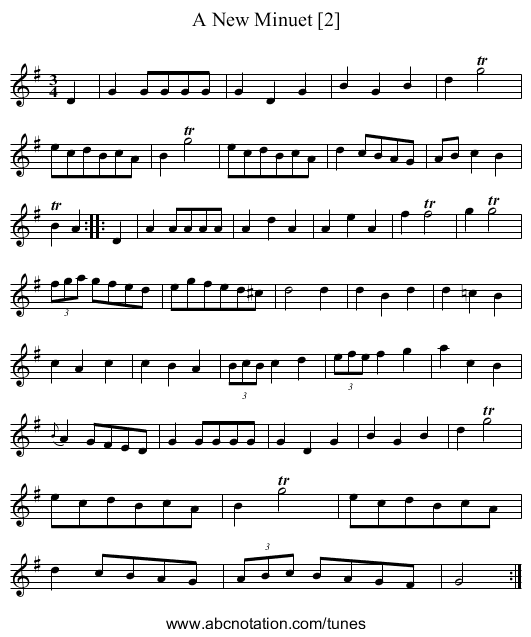 New Minuet [2], A - staff notation