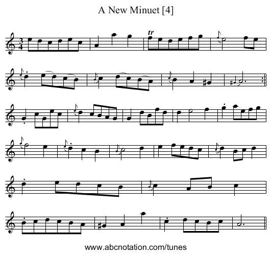 New Minuet [4], A - staff notation