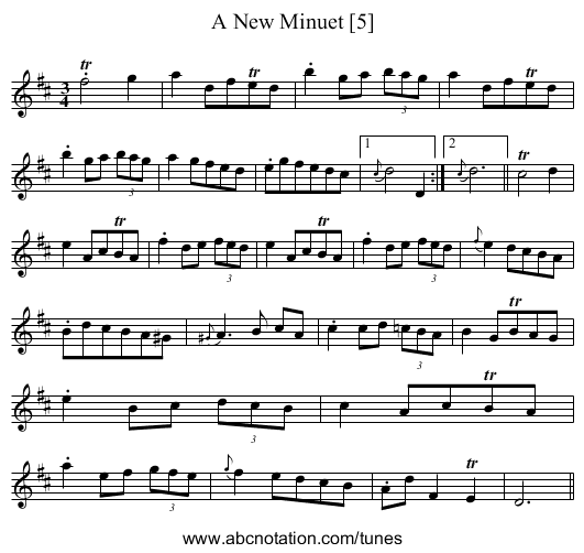 New Minuet [5], A - staff notation