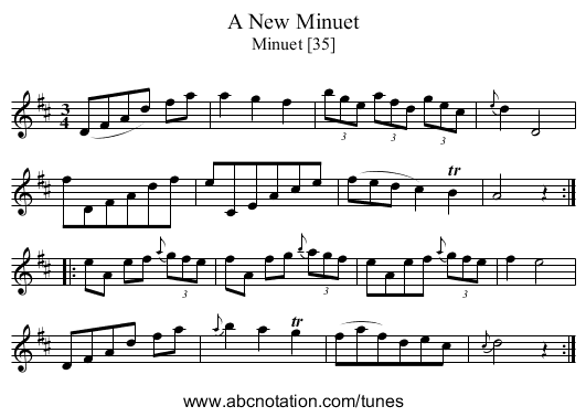 New Minuet, A - staff notation