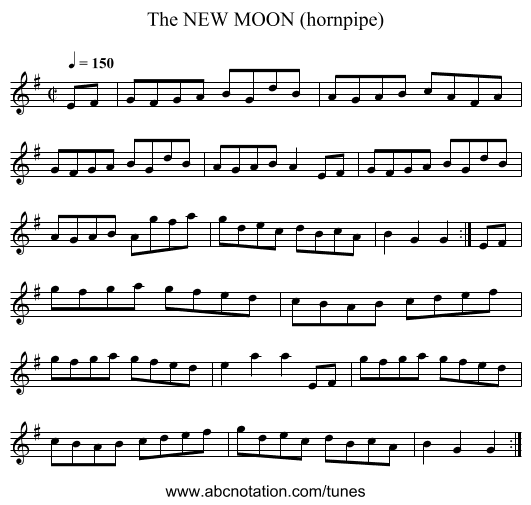 NEW MOON (hornpipe), The - staff notation