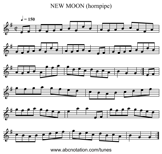 NEW MOON (hornpipe) - staff notation