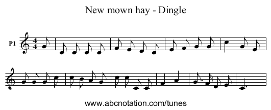 New mown hay - Dingle - staff notation
