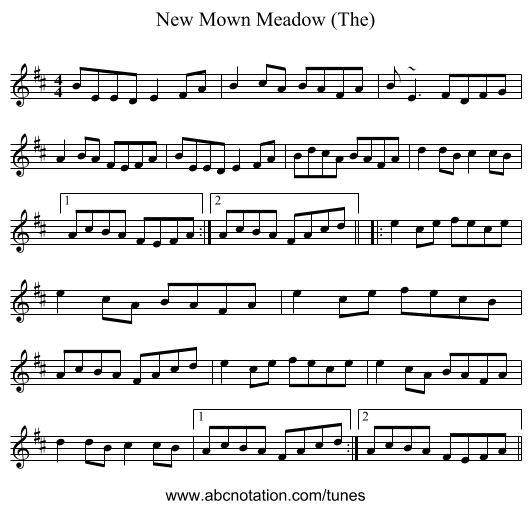 New Mown Meadow (The) - staff notation