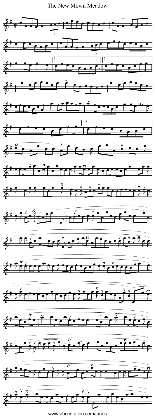 New Mown Meadow, The - staff notation