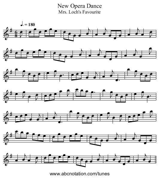 New Opera Dance - staff notation