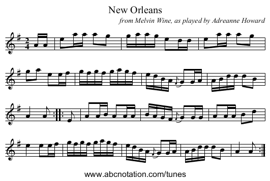 New Orleans - staff notation
