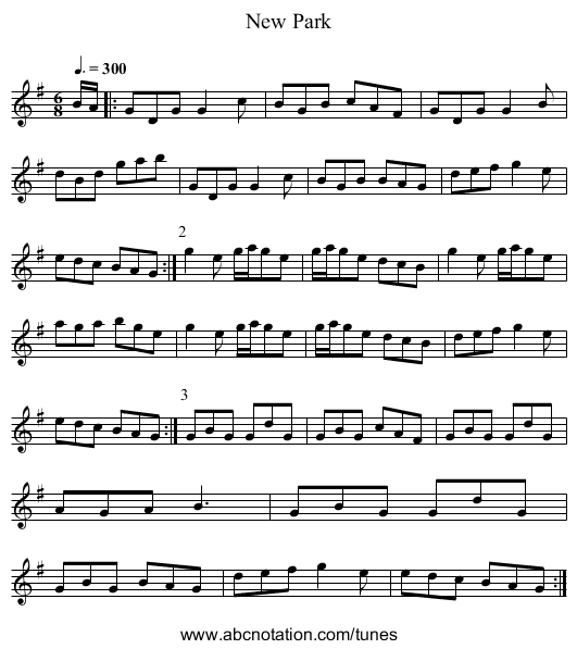 New Park - staff notation