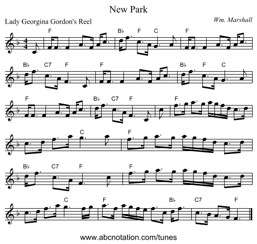 New Park - staff notation