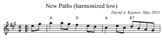 New Paths (harmonized low) - staff notation