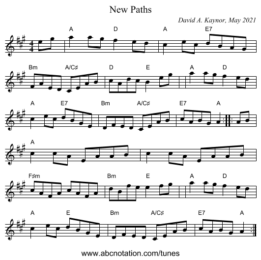 New Paths - staff notation