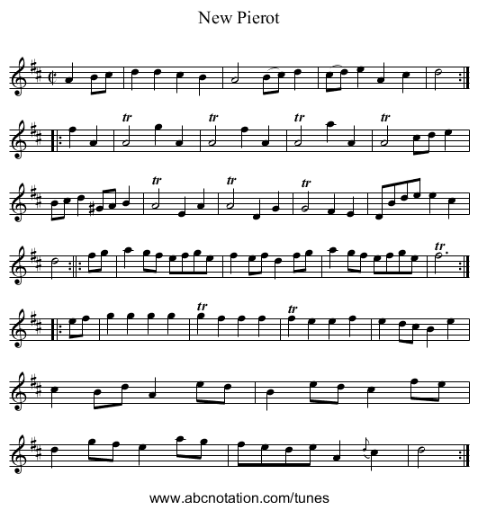 New Pierot - staff notation