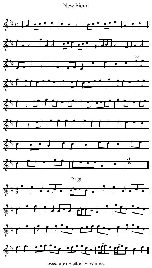 New Pierot - staff notation