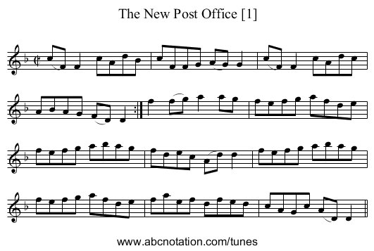 New Post Office [1], The - staff notation