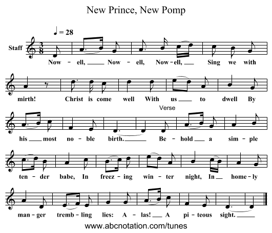 New Prince, New Pomp - staff notation