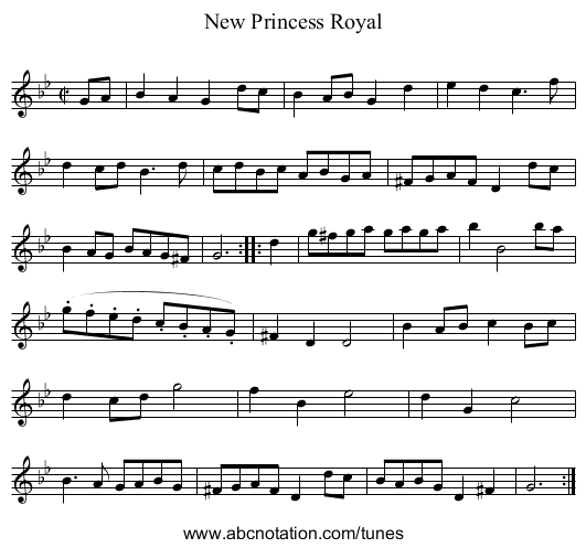 New Princess Royal - staff notation