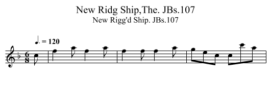 New Ridg Ship,The. JBs.107 - staff notation