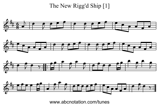 New Rigg'd Ship [1], The - staff notation